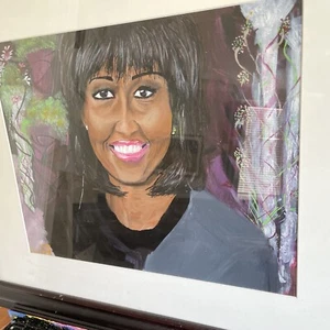 Michelle Obama Original Acrylic Painting Office Theme Painting | #27 - Picture 1 of 12