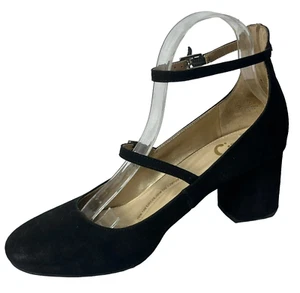 Circus Sam Edelman 8 schwarze Wildleder Leder Knöchelriemen Mary Jane Blockabsatz ex LN - Bild 1 von 5