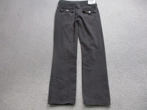 True Religion Jeans Womens 16 Black Denim Straight Cotton Embroidered Flap Pocke - Picture 1 of 13