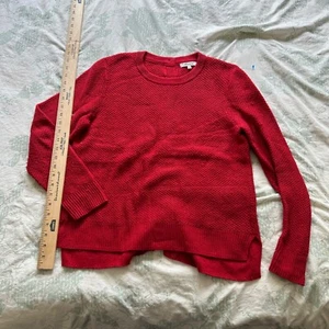 Madewell Women Sweater Medium Red Back Button Knit Long Sleeve Pullover - Picture 1 of 5