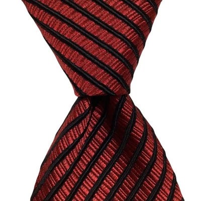 ZANZARA Carnaval De Venise 真丝领带 58 英寸意大利设计师条纹红色/黑色二手状况完好 — 第 1/3 张图片