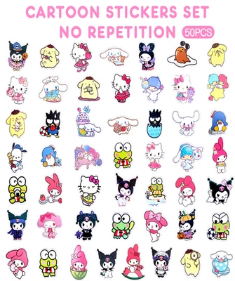 YANGSIW 50Pcs Sanrio Stickers, Anime Stickers, Helllokittty Stickers MyMelody&Kuromi C