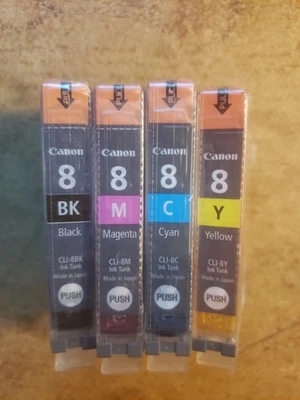 Cartucho de tinta original Canon CLI-8BK, CLI-8Y, CLI-8M, CLI-8C nuevo sellado juego completo Foto 1 de 2