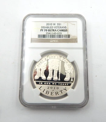 2010 W $1 Disabled Veterans Silver Commemorative Proof Dollar NGC PF70 Ultra Cam - Image 1 of 4