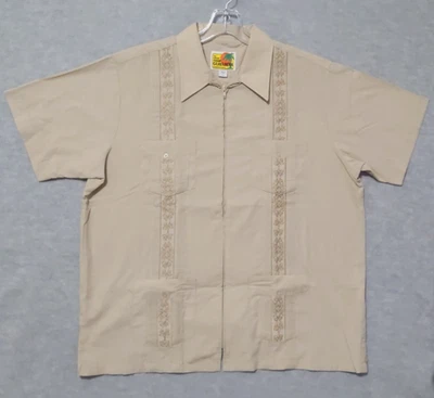 Camisa The Genuine Haband Guayabera Beige Cubana con Cremallera Para Hombre Talla Grande Cremallera Rápida Foto 1 de 4