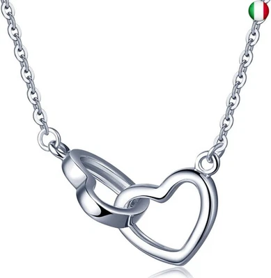 Infinite U Classic collana doppio incastro cuori separabili ciondolo in argento - Immagine 1 di 4