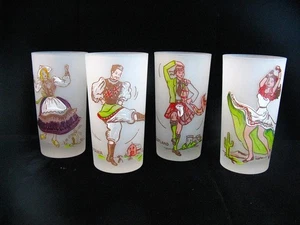 Vintage mattierte handbemalte Bar Gläser auf der ganzen Welt (4er Set) - Bild 1 von 9