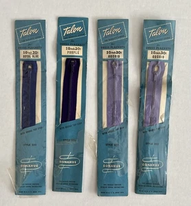 VINTAGE Lot of 4 TALON #222 Donahue Dress Placket 10” Closed Top Zipper PURPLES - Picture 1 of 2