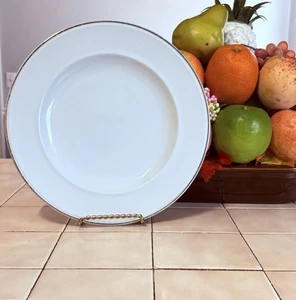 Pottery Barn  Solid White 10 1/4"  Dinner Plate(s) with Thin Gold Rim Japan - Picture 1 of 3