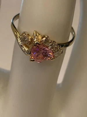 Anel feminino de ouro amarelo 10k genuíno diamante - Imagem 1 de 4