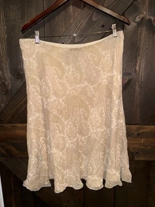 Falda Lauren Ralph Lauren Paisley Seda Talla Grande Para Mujer’s Tostado Beige Marrón Claro - Imagen 1 de 6