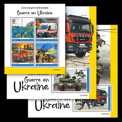 3 Years War in Ukraine MNH Stamps 2025 Central African M/S + S/S - Image 1 of 4