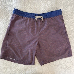 Fair Harbor Bayberry Swimsuit Men’s Medium Drawstring Lined Pockets Blue Red - Picture 1 of 8