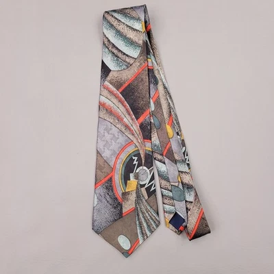 "Corbata Florence para hombre 59"" multicolor abstracto patrón artístico años 80 90" Foto 1 de 4