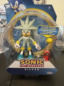 2024 Sonic The Hedgehog SILVER With Checkpoint 4" Action Figure JAKKS NEW SEALED - Picture 1 of 2