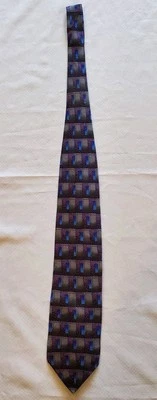 Corbata de seda vintage azul gris púrpura geométrica Woodward graduación boda EE. UU.  Foto 1 de 4