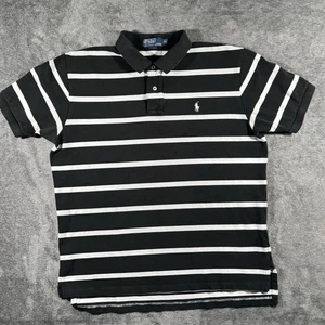 Camisa Polo Ralph Lauren Para Hombres XL Negra Blanca Rayas Preppy Informal Algodón Top - Imagen 1 de 10