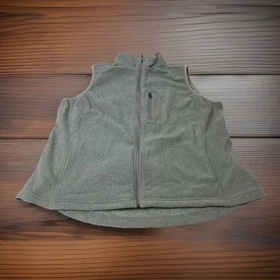 Duluth Womans 1X Solid Gray Full Zip Pockets Mock Neck Sleeveless Vest - Image 1 of 4