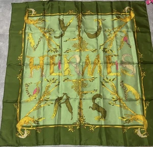 Hermes Carre 90 Silk Animal Alphabet Scarf Multicolor Silk 100% from Japan - Picture 1 of 3