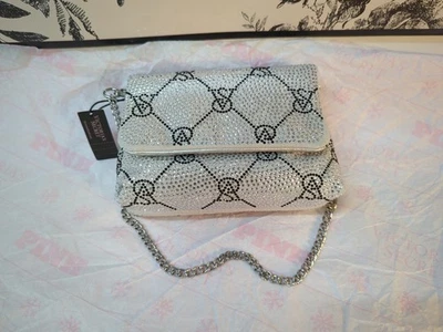 Bolso sin asas bandolera Victoria Secret micro plegable plateado estrás Foto 1 de 4
