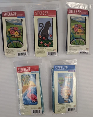 Stitch & Zip Pre-Assembled Needlepoint Eyeglass Case Complete Kit New USA Choice