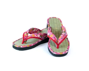 I.S.M. Japanese Pattern Zori Sandals K14454 Pink Medium - Picture 1 of 8