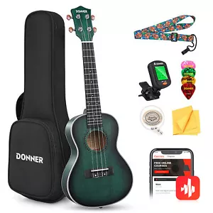 Donner 23" Concert Ukulele Bundle Set With Bag Tuner Strap Free Online Lessons - Picture 1 of 12