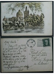 1930 Czechoslovakia Postcard "Prague" ties 50H stamp to Horní Růžodol - Bild 1 von 3