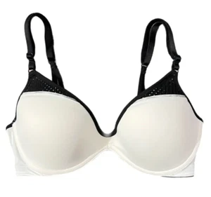 Victorias Secret PINK Push Up Padded Scoopneck Underwire Bra 32D Off White New - Picture 1 of 5