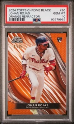PSA 10! JOHAN ROJAS 2024 TOPPS CHROME BLACK ORANGE REFRACTOR ROOKIE CARD /25 #90 - Image 1 of 2