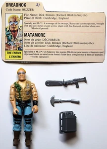 GI Joe Dreadnok Buzzer Action Figure 1985 Complete RARE Canadian File Card F3 - Picture 1 of 7