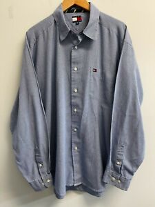 Vintage Tommy Hilfiger Men's XL Shirt Long Sleeve Houndstooth Blue Button Down