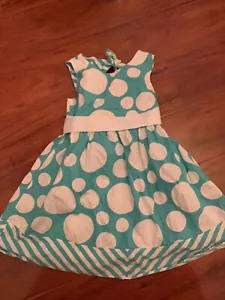 girls blue and White polka dot bow tie back party dress rare editions size 4 - Picture 1 of 2