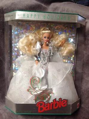Happy Holidays #5 Barbie 1992 Special Edition Blonde Silver 1429 VG - Image 1 of 4