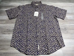 Vintage Fieldmaster Button Down Hemd Kurzarm Abstrakt Blumen Freizeit Neu mit Etikett L - Bild 1 von 8