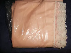 PEACH 54" X 66" TABLECLOTH LACE EDGES NO IRON FABRIC MADE IN USA! WASHED ONCE - Picture 1 of 11