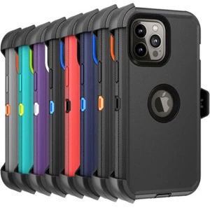 For iPhone 12 13 14 Pro Max 11 XR Case Shockproof Rugged Belt Clip Holster Cover - Picture 1 of 75