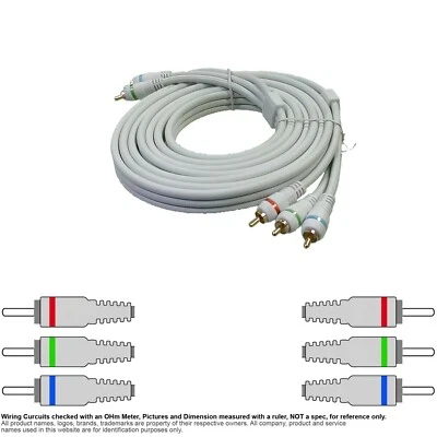 Cable Coax Coaxial RCA 3:3 Video RGB Component  10FT #20576-10 - Image 1 of 2