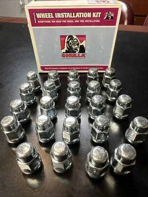(24pc) Gorilla Lug Nuts + Wheel Locks, 12mm x 1.50, 3/4" Hex 19mm, Chrome 12x1.5 - Image 1 of 3