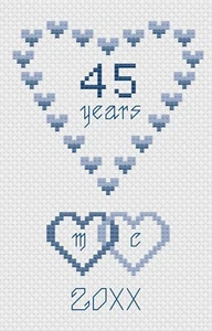 Zaffiro Matrimonio Cuori Anniversario Punto Croce Card Kit o Modello Florashell - Foto 1 di 1