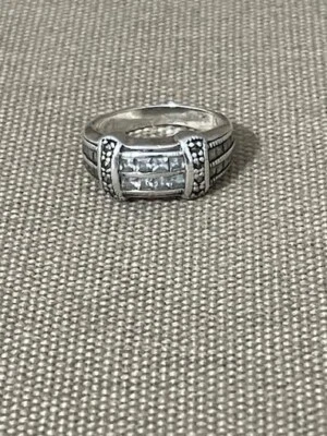 Lindo anel de prata esterlina Judith Jack marcasita e cristal 5,48 g - Imagem 1 de 4