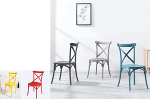 Sedia Cross in Polipropilene Da Pranzo Ristorante Bar Pub Resina Sedie Vintage - Foto 1 di 11