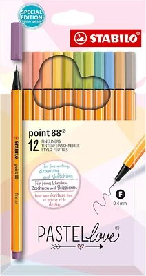 STABILO® Fineliner - STABILO point 88 - Pastellove Set - 12er Pack - mit 12 verschiedenen