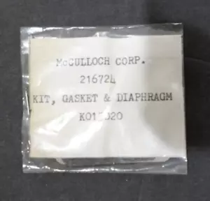 Kit de junta y diafragma de carburador McCulloch 216724 NOS pieza de servicio original OEM - Imagen 1 de 3
