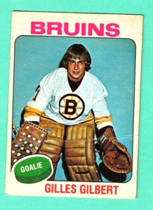 (1) GILLES GILBERT  1975-76 O-PEE-CHEE  # 45 BRUINS GOALIE CREASED  (H4593)