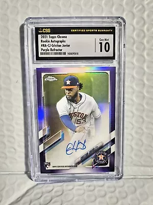 2021 Topps Chrome Rookie Auto #RA-CJ Cristian Javier Purple Ref. CSG 10 /250 RC - Image 1 of 4