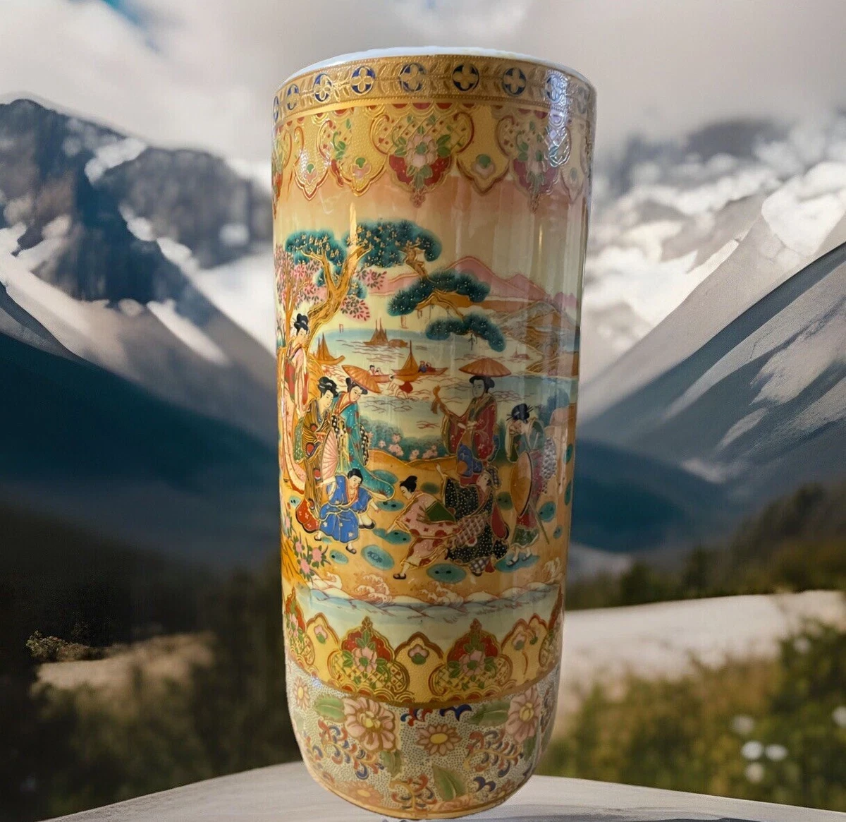 陶瓷多色老式原版古董日本花瓶| eBay