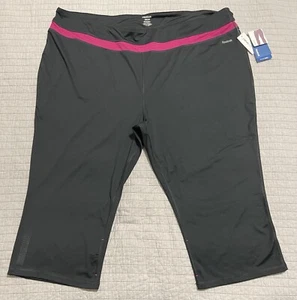 Reebok Play Dry Slim Fit Capri Size 26/28 Black Pink - Picture 1 of 13