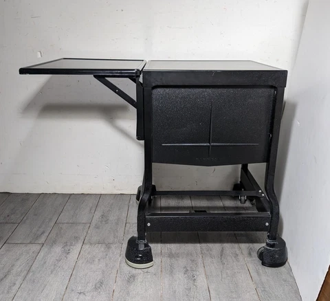 Vintage Tiffany Stand Company Black Metal Drop Leaf Rolling Typewriter Table Cover