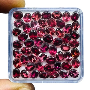 Lotto 55 pezzi granato rodolite naturale 5x4 mm taglio ovale pietre preziose sfuse non trattate - Foto 1 di 7